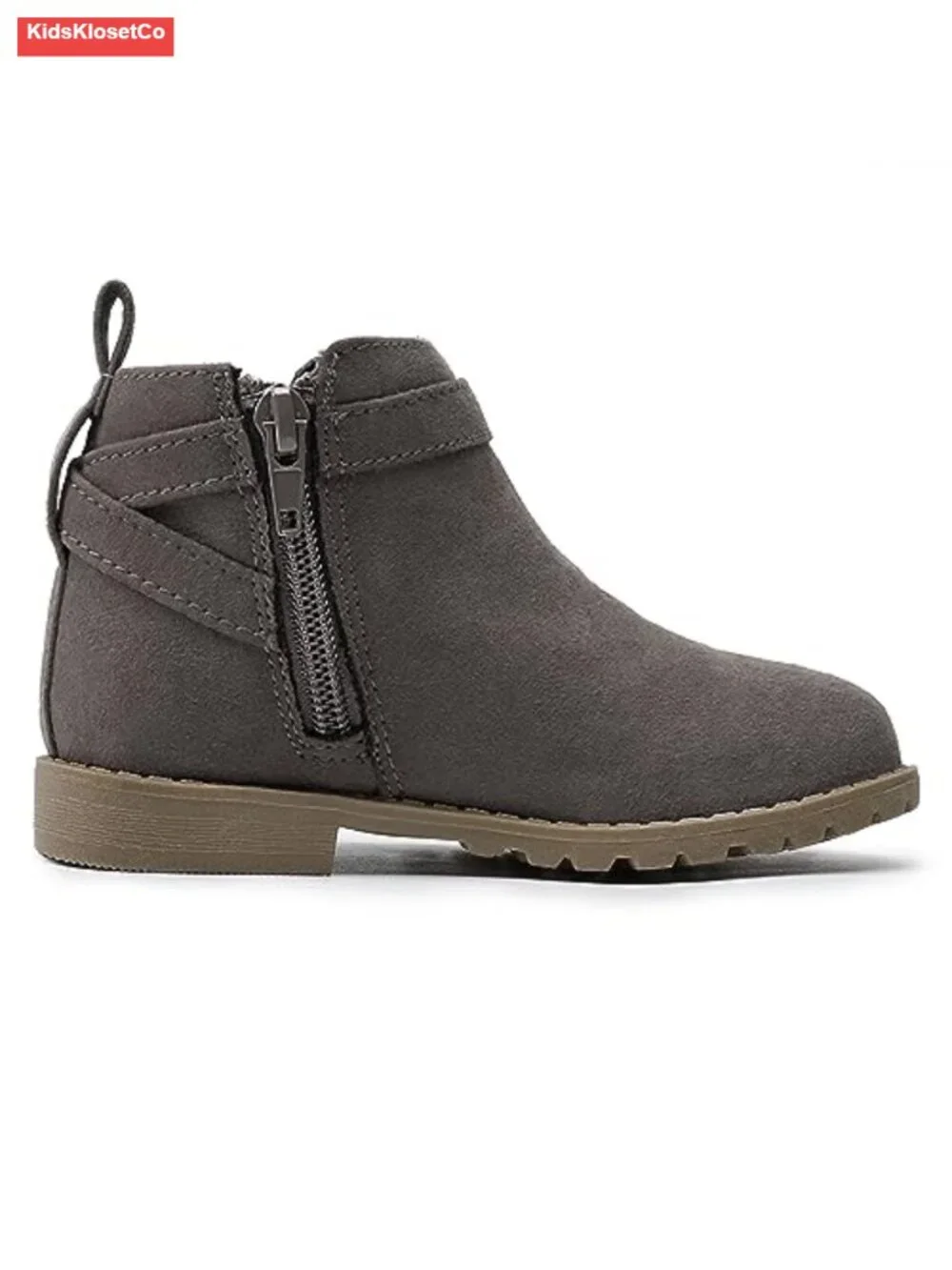 Girls Suede Ankle Boots Side Zipper Low Heel Toddler